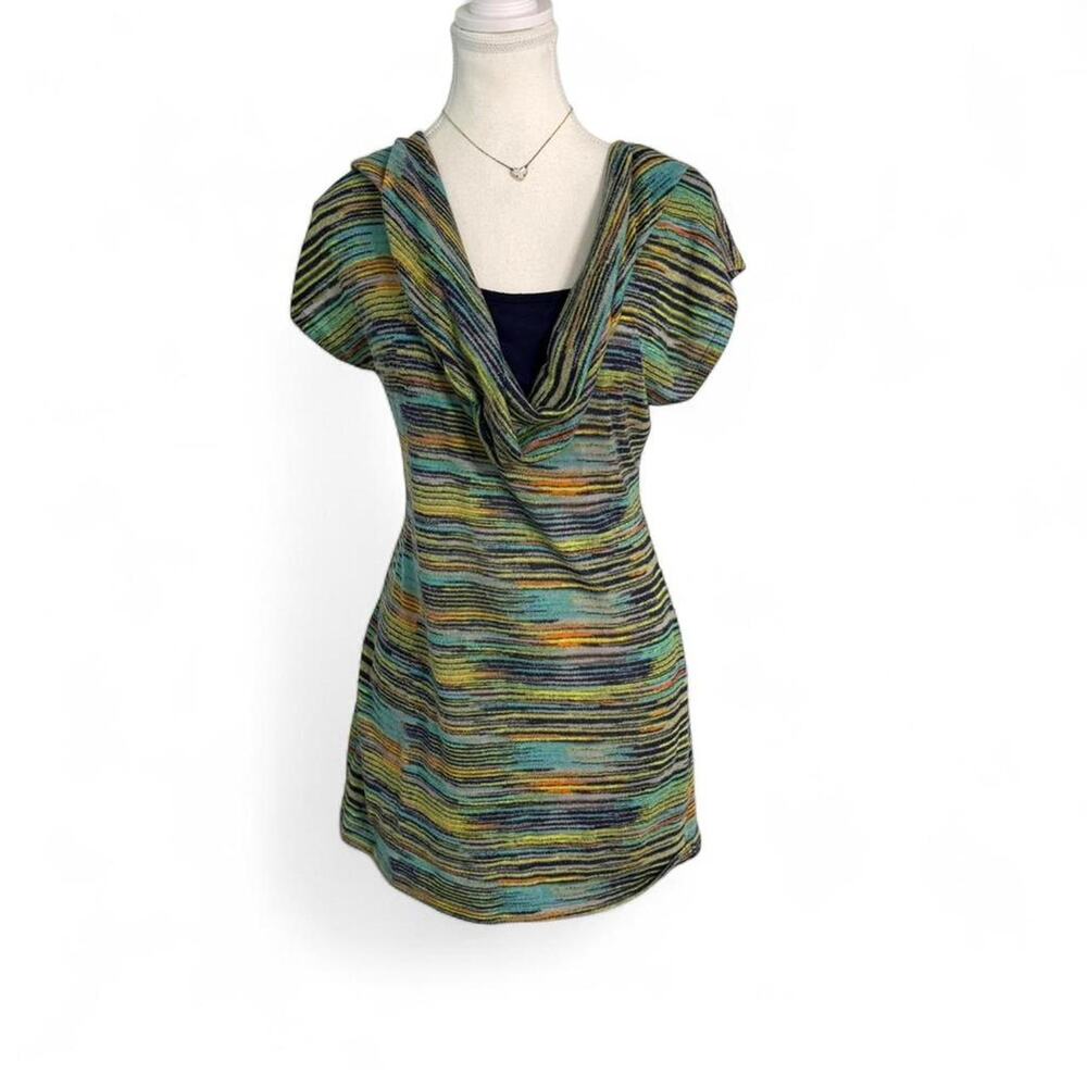 Absolutely Famous CowlNeck Layered striped Short Sleeve Top Size L FairyCore